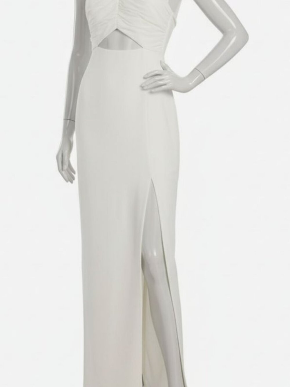 Likely Women's White Lined Pleated Voile Cutout Crepe Colby Gown Dress Size 14